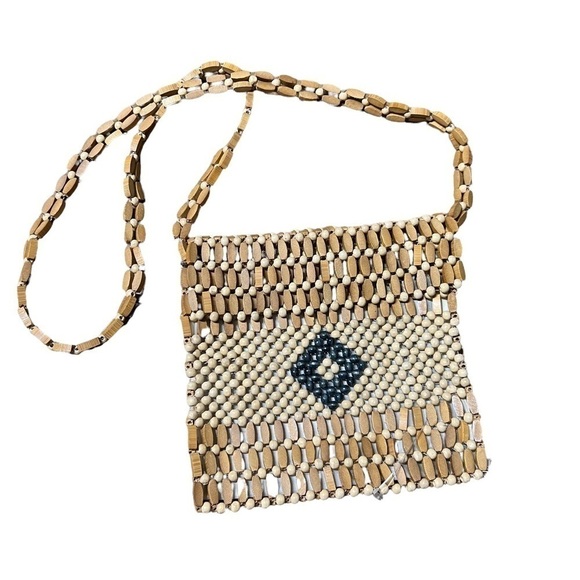 Women shoulder beaded wooden boho bag purse - Picture 1 of 11